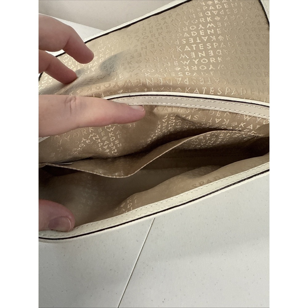 KATE SPADE Montford Park Straw Keira Bow Clutch Purse Cream Natural Leather Bag - Picture 7 of 11